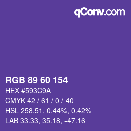 颜色代码: RGB 89 60 154 | qconv.com