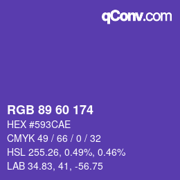 颜色代码: RGB 89 60 174 | qconv.com