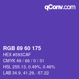 颜色代码: RGB 89 60 175 | qconv.com