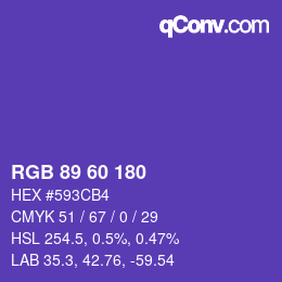颜色代码: RGB 89 60 180 | qconv.com