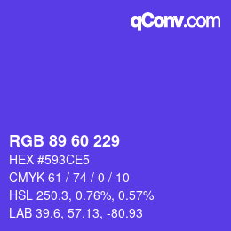 カラーコード: RGB 89 60 229 | qconv.com