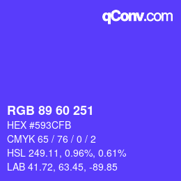 カラーコード: RGB 89 60 251 | qconv.com