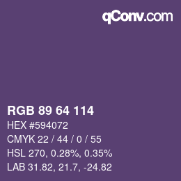 Color code: RGB 89 64 114 | qconv.com