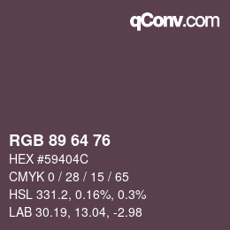 颜色代码: RGB 89 64 76 | qconv.com
