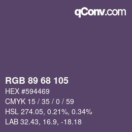 Color code: RGB 89 68 105 | qconv.com