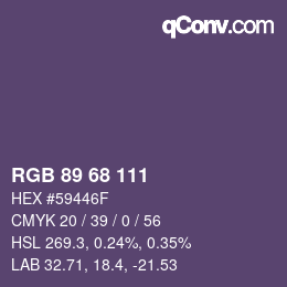 Farbcode: RGB 89 68 111 | qconv.com