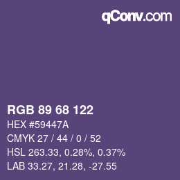 Código de color: RGB 89 68 122 | qconv.com
