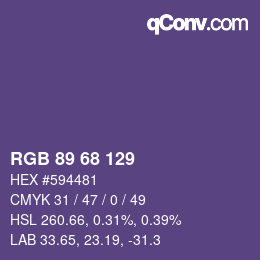 カラーコード: RGB 89 68 129 | qconv.com