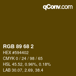 カラーコード: RGB 89 68 2 | qconv.com