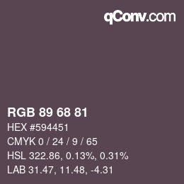 カラーコード: RGB 89 68 81 | qconv.com