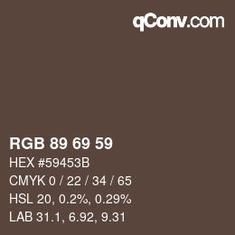 カラーコード: RGB 89 69 59 | qconv.com