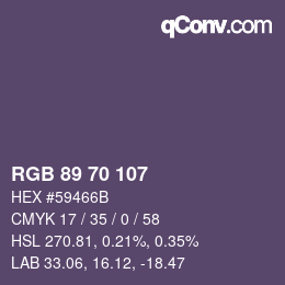 カラーコード: RGB 89 70 107 | qconv.com