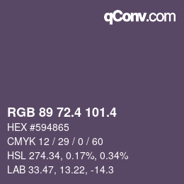 カラーコード: RGB 89 72.4 101.4 | qconv.com