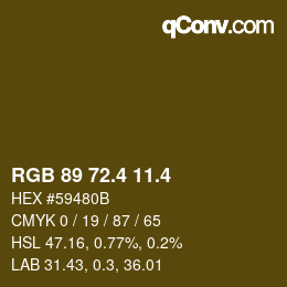 カラーコード: RGB 89 72.4 11.4 | qconv.com