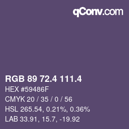 カラーコード: RGB 89 72.4 111.4 | qconv.com