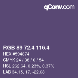 カラーコード: RGB 89 72.4 116.4 | qconv.com