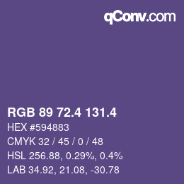 カラーコード: RGB 89 72.4 131.4 | qconv.com