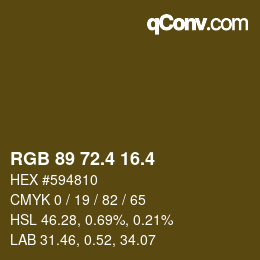 カラーコード: RGB 89 72.4 16.4 | qconv.com