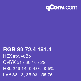 カラーコード: RGB 89 72.4 181.4 | qconv.com