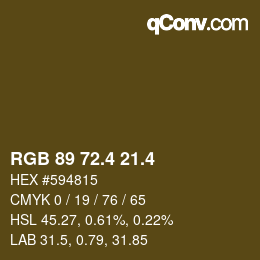 カラーコード: RGB 89 72.4 21.4 | qconv.com