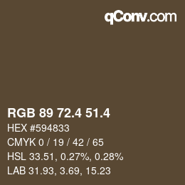カラーコード: RGB 89 72.4 51.4 | qconv.com