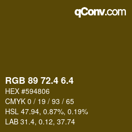 カラーコード: RGB 89 72.4 6.4 | qconv.com