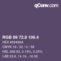 カラーコード: RGB 89 72.8 106.4 | qconv.com