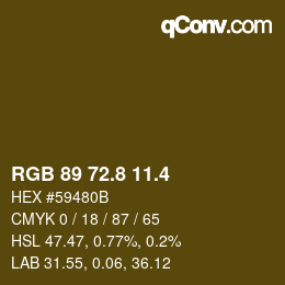カラーコード: RGB 89 72.8 11.4 | qconv.com