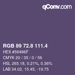 カラーコード: RGB 89 72.8 111.4 | qconv.com