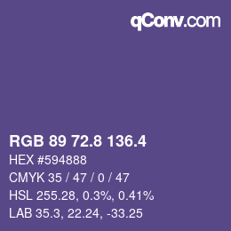 カラーコード: RGB 89 72.8 136.4 | qconv.com
