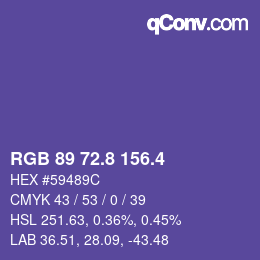 カラーコード: RGB 89 72.8 156.4 | qconv.com