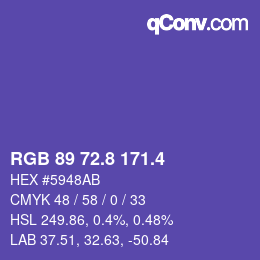 カラーコード: RGB 89 72.8 171.4 | qconv.com