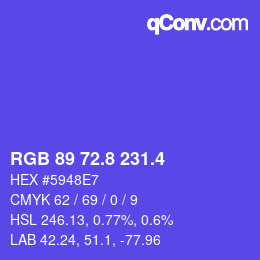 カラーコード: RGB 89 72.8 231.4 | qconv.com