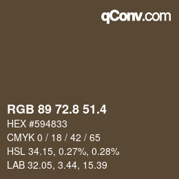 カラーコード: RGB 89 72.8 51.4 | qconv.com