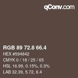 カラーコード: RGB 89 72.8 66.4 | qconv.com
