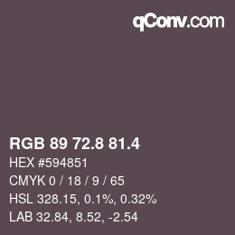 カラーコード: RGB 89 72.8 81.4 | qconv.com