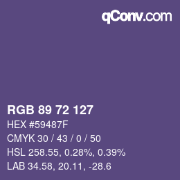 Color code: RGB 89 72 127 | qconv.com
