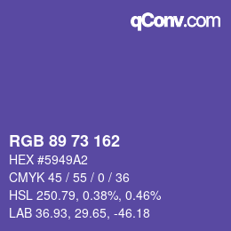 Color code: RGB 89 73 162 | qconv.com