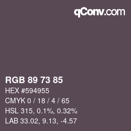 カラーコード: RGB 89 73 85 | qconv.com