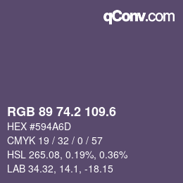 カラーコード: RGB 89 74.2 109.6 | qconv.com