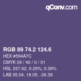 カラーコード: RGB 89 74.2 124.6 | qconv.com