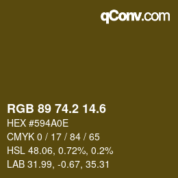 カラーコード: RGB 89 74.2 14.6 | qconv.com