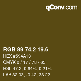 カラーコード: RGB 89 74.2 19.6 | qconv.com
