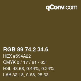 カラーコード: RGB 89 74.2 34.6 | qconv.com
