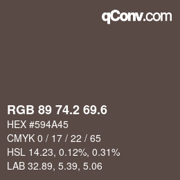 カラーコード: RGB 89 74.2 69.6 | qconv.com