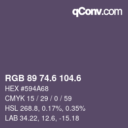 カラーコード: RGB 89 74.6 104.6 | qconv.com