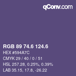 カラーコード: RGB 89 74.6 124.6 | qconv.com