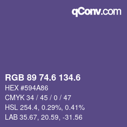 カラーコード: RGB 89 74.6 134.6 | qconv.com