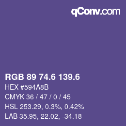 カラーコード: RGB 89 74.6 139.6 | qconv.com