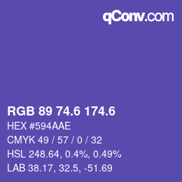 カラーコード: RGB 89 74.6 174.6 | qconv.com